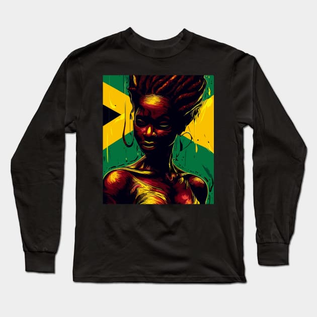 Rasta jamaica woman Long Sleeve T-Shirt by TomFrontierArt